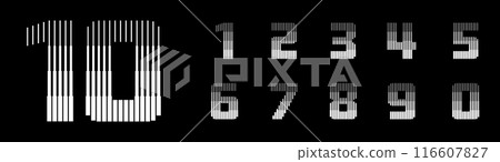Number Font Logo Geometric Vertical Lines Art Set 116607827