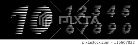 Number Font Logo Horizontal Motion Speed Lines Art Set	 116607828