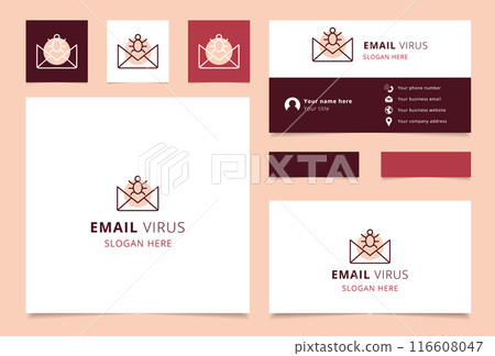 Email virus logo featuring bug emerging from envelope 116608047