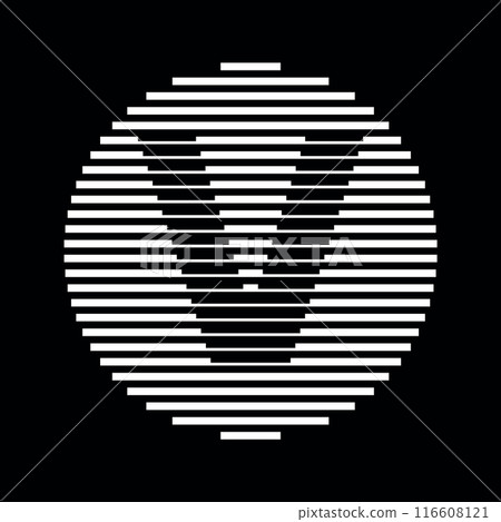 Letter V Logo Round Geometric Horizontal Stripe Lines Letter V Logo Round Geometric Horizontal Stripe Lines 116608121