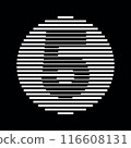 Number 5 Logo Round Geometric Horizontal Stripe Lines 116608131