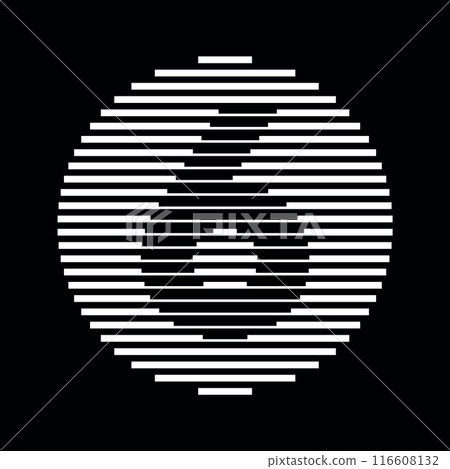 Number 6 Logo Round Geometric Horizontal Stripe Lines 116608132