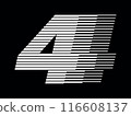 Number 4 Logo Geometric Horizontal Stripe Motion Speed Line Art 116608137