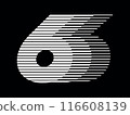 Number 6 Logo Geometric Horizontal Stripe Motion Speed Line Art 116608139