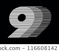 Number 9 Logo Geometric Horizontal Stripe Motion Speed Line Art 116608142