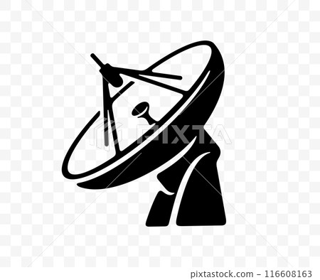 Radio telescope and satellite dish, graphic design. Telecommunication, communication, science and technology, vector design and illustration 116608163