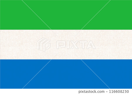 Flag of Sierra Leone. Sierra Leone flag on fabric surface. Fabric texture 116608230