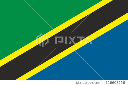 Flag of Tanzania. Tanzanian flag on fabric surface. National symbol 116608236