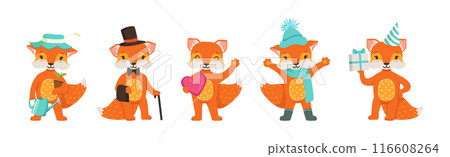 Cute Red Fox Character Engaged in Different Activity Vector Set Cute Red Fox Character Engaged in Different Activity Vector Set 116608264