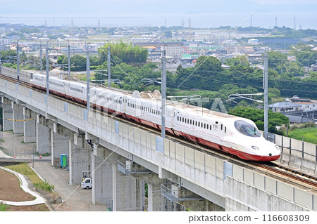 Nishi-Kyushu Shinkansen, Shin-Omura - Ureshino Onsen, JR Kyushu, N700S series 8000, Y4 train (Omura), Kamome 116608309