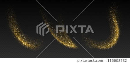 Golden glitter splash, shiny star dust explosion, shimmer spray effect, festive holiday particles 116608382