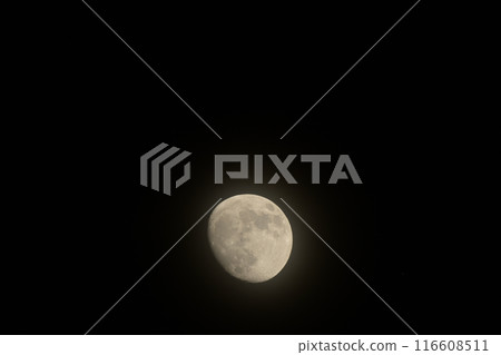 A thin veil-like cloud-covered May moon at lunar age 12.0 A thin veil-like cloud-covered May moon at lunar age 12.0 116608511