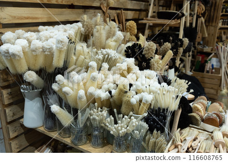 a large assortment of handmade natural bristle brushes a large assortment of handmade natural bristle brushes 116608765