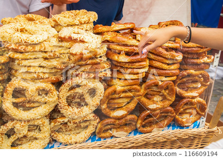 German Pretzel called Brezel popular Bread in Southern Germany German Pretzel called Brezel popular Bread in Southern Germany 116609194
