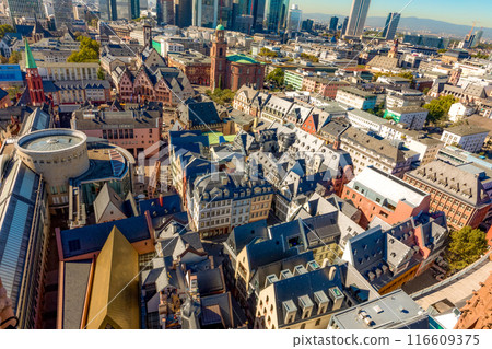 Old town of Frankfurt with Kaiserdom, seen from above 116609375