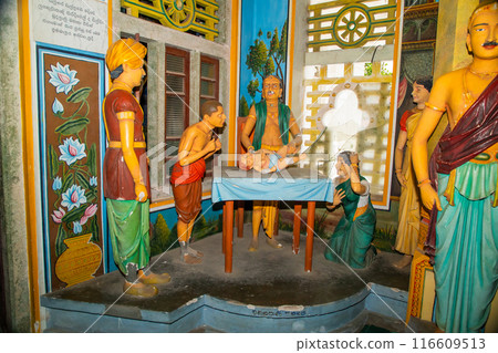 figures depicting entire history Buddha, starting from birth. 116609513