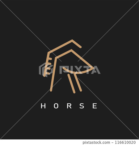 R letter horse line  icon logo vector conce[t design template 116610020
