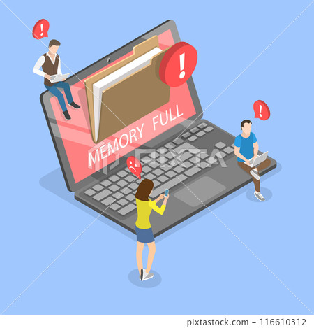 3D Isometric Flat Vector Illustration of Storage Space Full, Free up Smartphone Memory 116610312