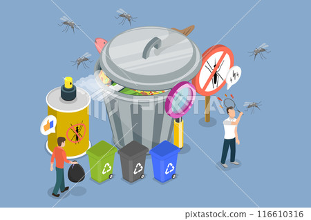 3D Isometric Flat Vector Illustration of Mosquito Based Infection, Preventing Malaria and Dengue Fever through Health Campaigns 116610316