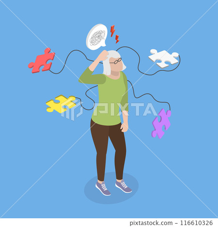 3D Isometric Flat Vector Illustration of Alzheimer Disease, Understanding and Coping with the Illness 116610326