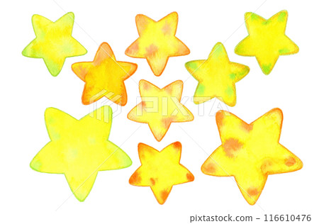 水彩畫的各種星星插圖 水彩畫的各種星星插圖 116610476