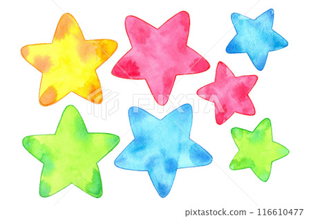 水彩畫的各種星星插圖 116610477