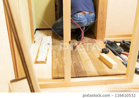 Interior construction - Floor installation Interior construction - Floor installation 116610532