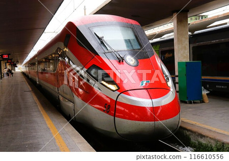 Train express Frecciarossa bound for Rome, Florence Central Station, Florence, Italy Train express Frecciarossa bound for Rome, Florence Central Station, Florence, Italy 116610556