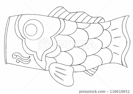 Simple carp streamer coloring book illustration Simple carp streamer coloring book illustration 116610652