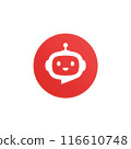 Robot head with speech bubble vector icon 116610748