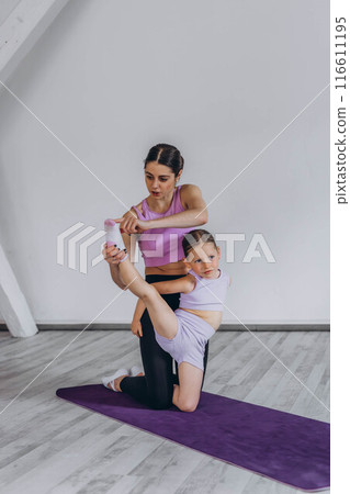 children's gymnastics and muscle stretching exercises 116611195