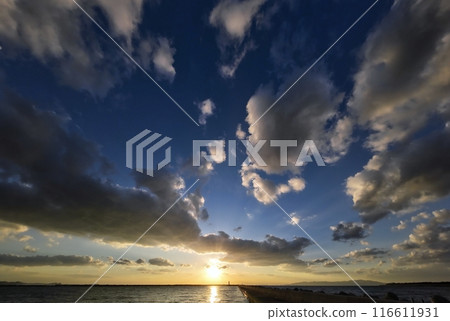 Dynamic clouds in the evening sky and harbor, early winter, ultra-wide angle, sky-focused, 231124pm Dynamic clouds in the evening sky and harbor, early winter, ultra-wide angle, sky-focused, 231124pm 116611931