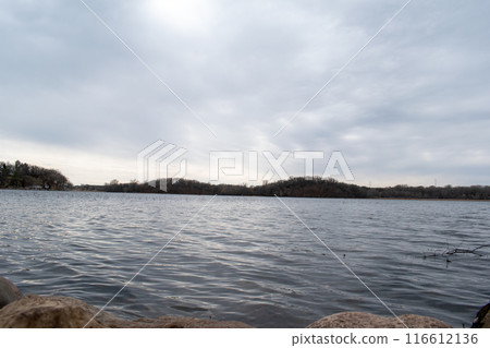 Views of a Minnesota lake on a cloudy day 116612136