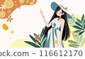夏天的可愛女子形象 116612170