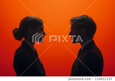 男人和女人面對面 11 AI 生成的圖像 116612187