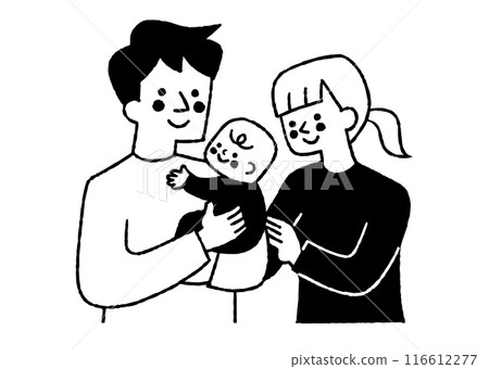 父親抱著嬰兒，母親擁抱_2 116612277