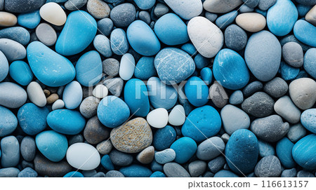 Abstract natural pebbles background. Blue gravel texture. Stone background. Vintage blue color. Sea pebble beach. Beautiful nature. Generate AI Abstract natural pebbles background. Blue gravel texture. Stone background. Vintage blue color. Sea pebble beach. Beautiful nature. Generate AI 116613157