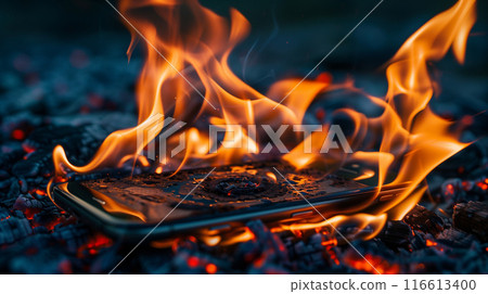 A smartphone on fire 116613400