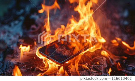 A smartphone on fire A smartphone on fire 116613402