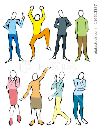 一組 8 個全身姿勢,有顏色,無臉部表情 一組 8 個全身姿勢,有顏色,無臉部表情 116613527