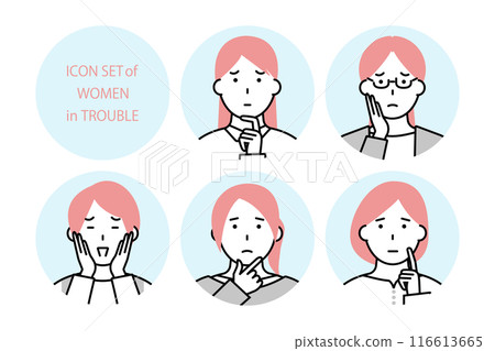 Icon set of a troubled woman 116613665