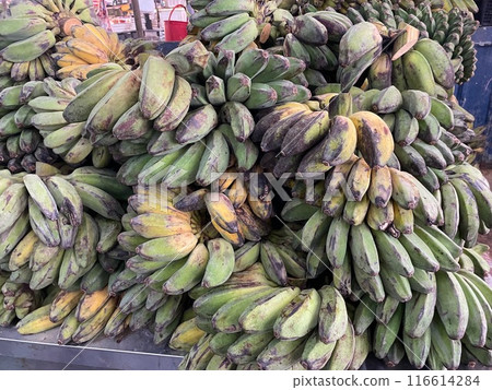 Bananas stacked at Chow Kit Market in Kuala Lumpur 116614284