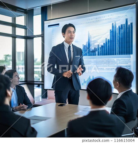 一個穿西裝的男人在會議室演講 116615004