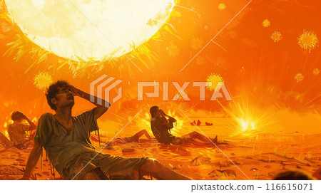 人們在烈日下倒下 116615071