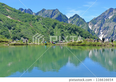 八方池和夏季的北阿爾卑斯山 八方池和夏季的北阿爾卑斯山 116616654
