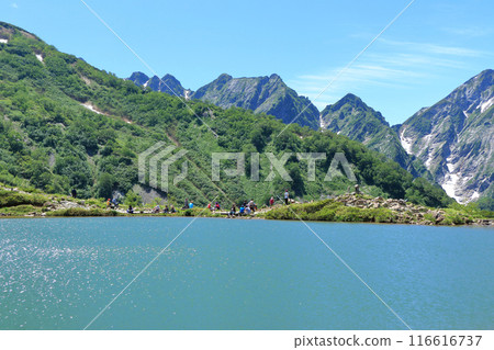 八方池和夏季的北阿爾卑斯山 八方池和夏季的北阿爾卑斯山 116616737