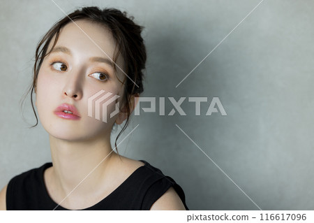 black sleeveless woman black sleeveless woman 116617096