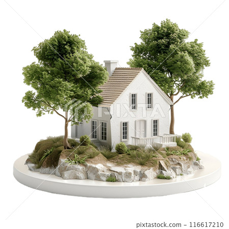 small house on a white plate 116617210