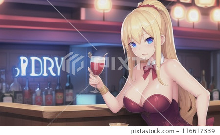 Cute woman serving cocktails at the bar 116617339