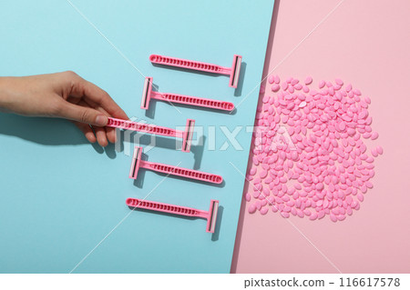 Razors for shaving with granules for depilation 116617578